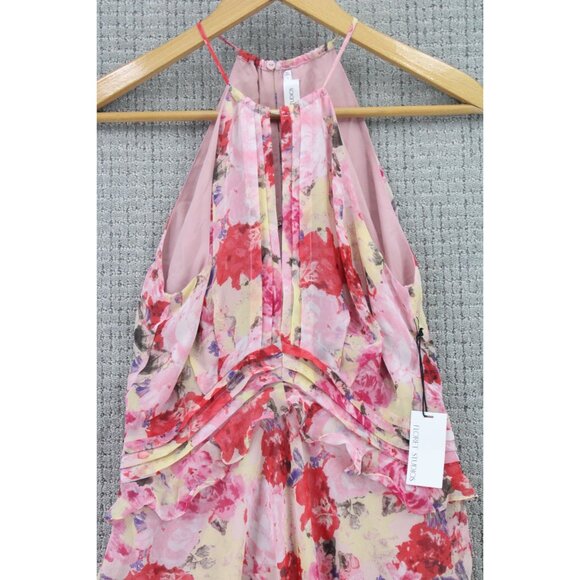 Floret Studios Flare Dress Womens Large Pink Floral Pattern Sleeveless Lined NWT - Picture 2 of 7